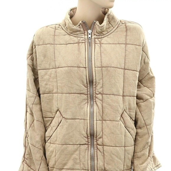 Free People Dolman Quilted Knit Jacket Top Oversized Zip-up Slouchy XL 276736 - Picture 7 of 11